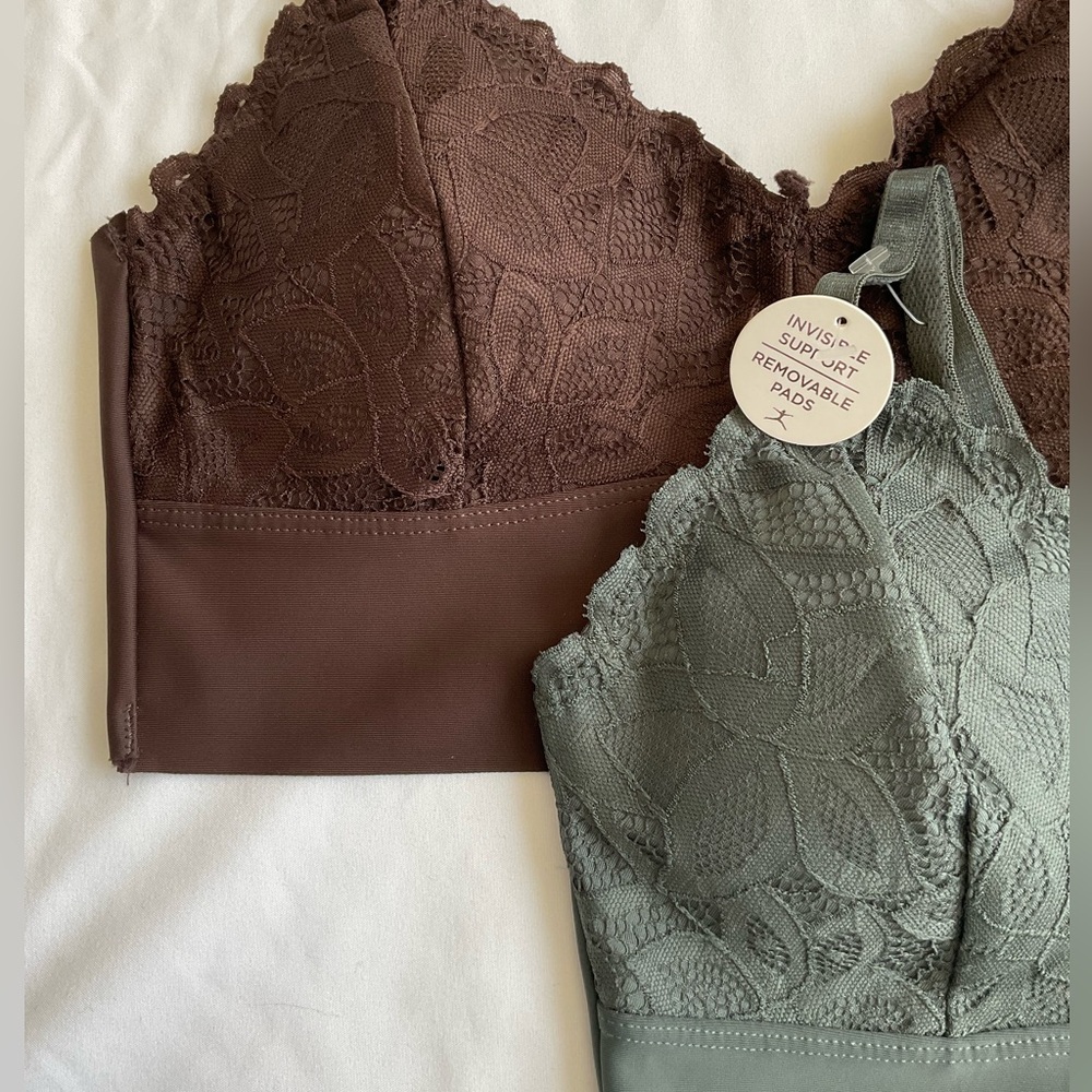 Danskin Lace Bralette Duo - Chocolate and Forest - Picture 2 of 4